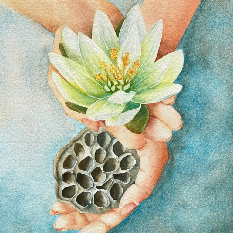 Rebirth - Hand & Flower Painting - Karen Berstler Studios - Delaware Artist