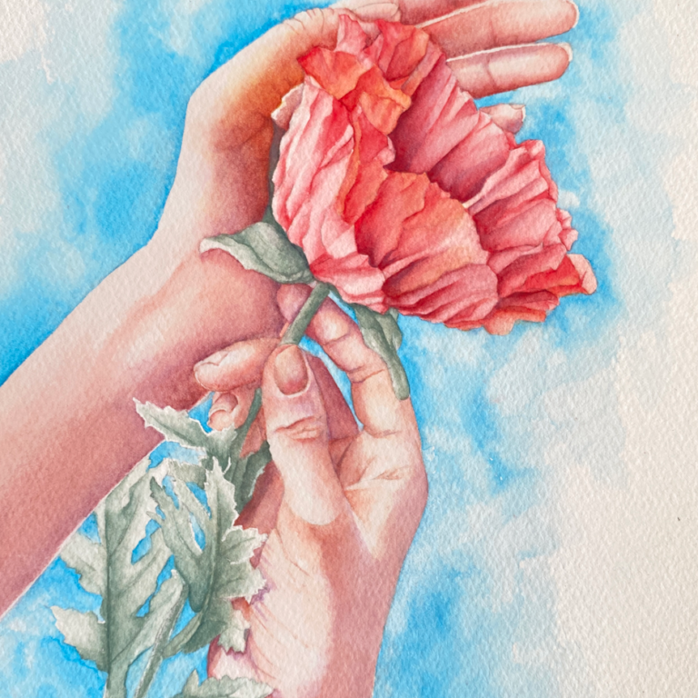 Dream - Hand & Flower Painting - Karen Berstler Studios - Delaware Artist